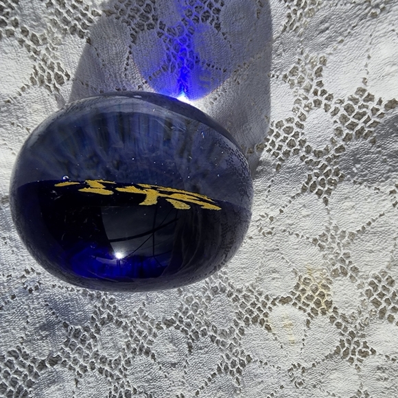 Blue and yellow Paperweight 3 inches in diameter - Picture 6 of 10